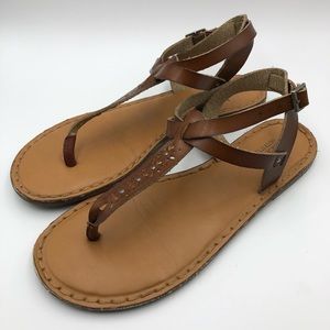 American Eagle Outfitters T Strap Sandals Brown 8